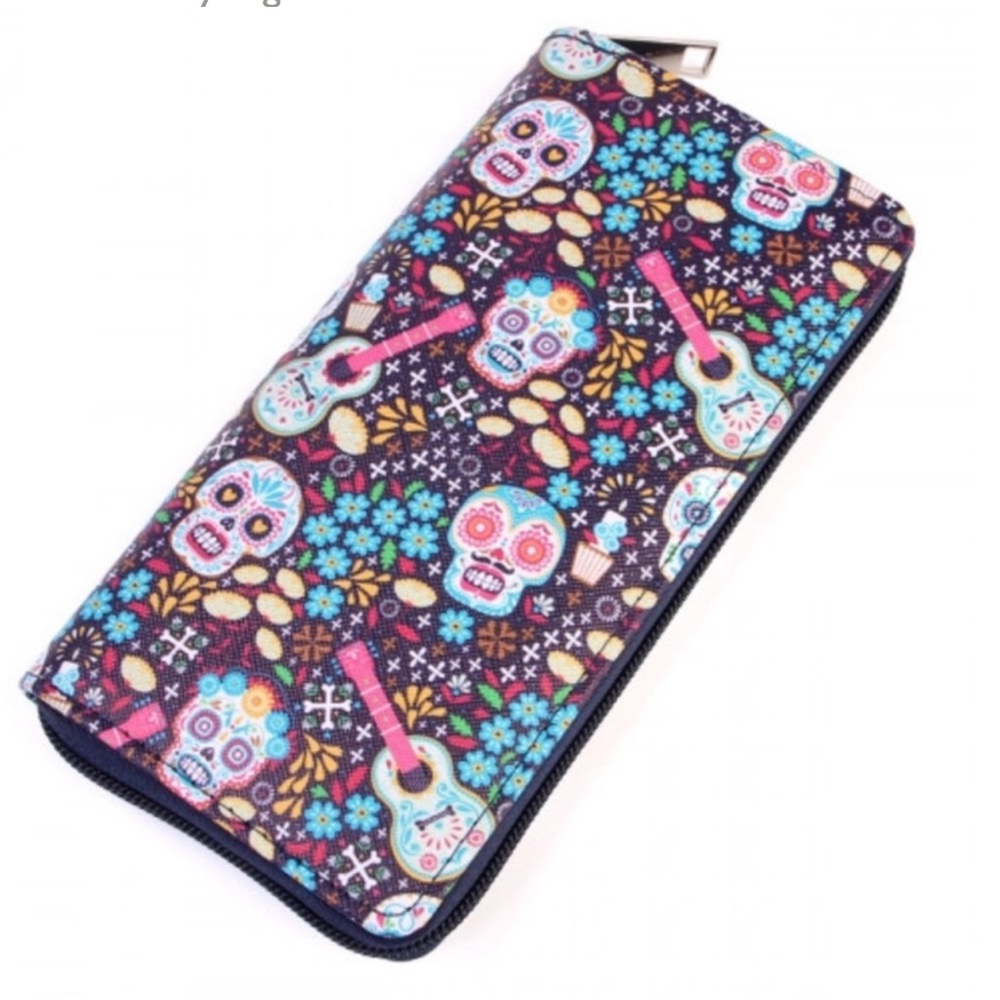 Skull/Dios De Los Muertos (with guitars) wallet.